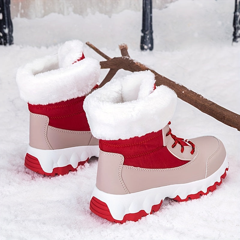 Winter velvet warm Men's and Women's shoes, thick snow boots, outdoor anti slip large size high top shoes
