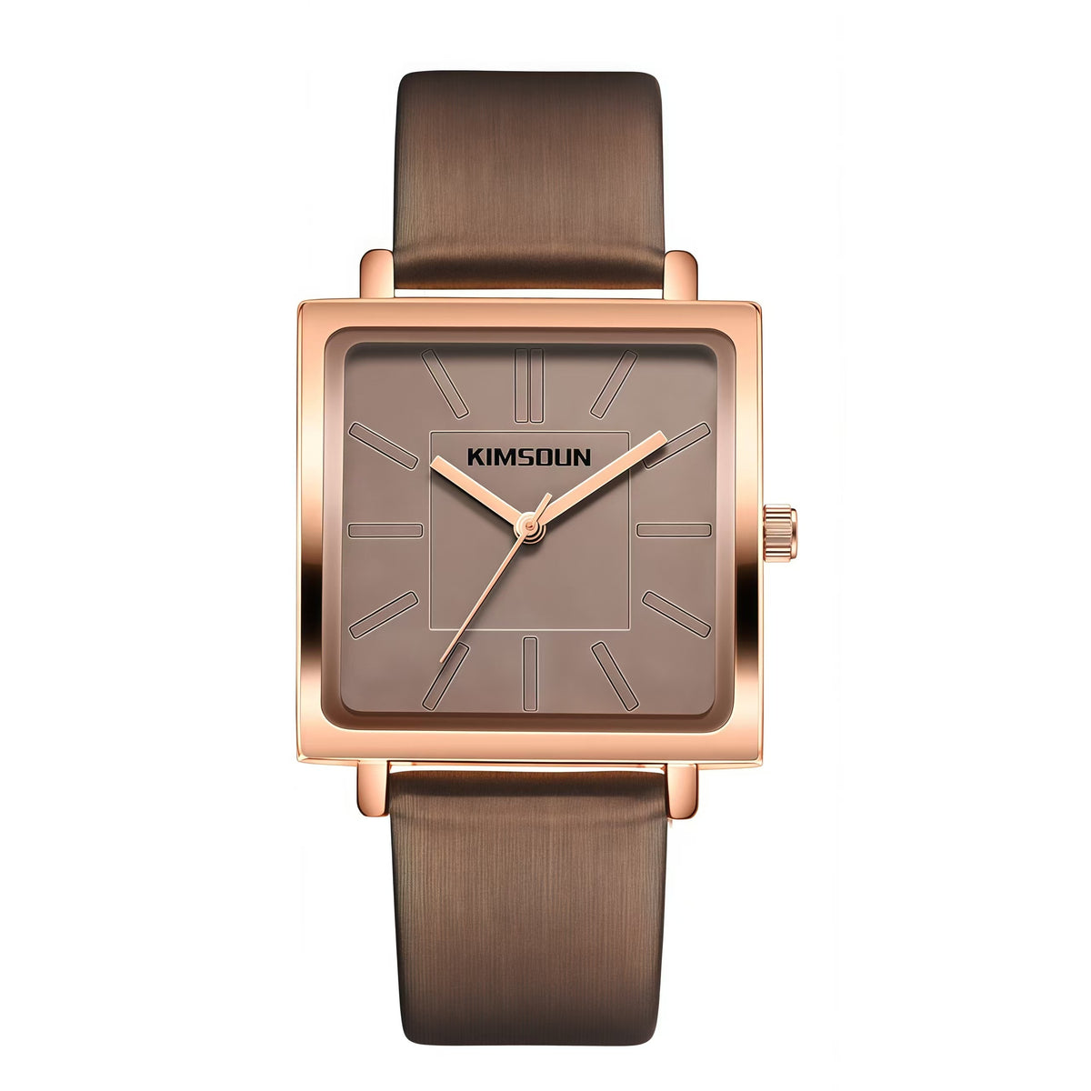 Women's Quartz Watch with Calfskin Strap and Minimalist Square Case