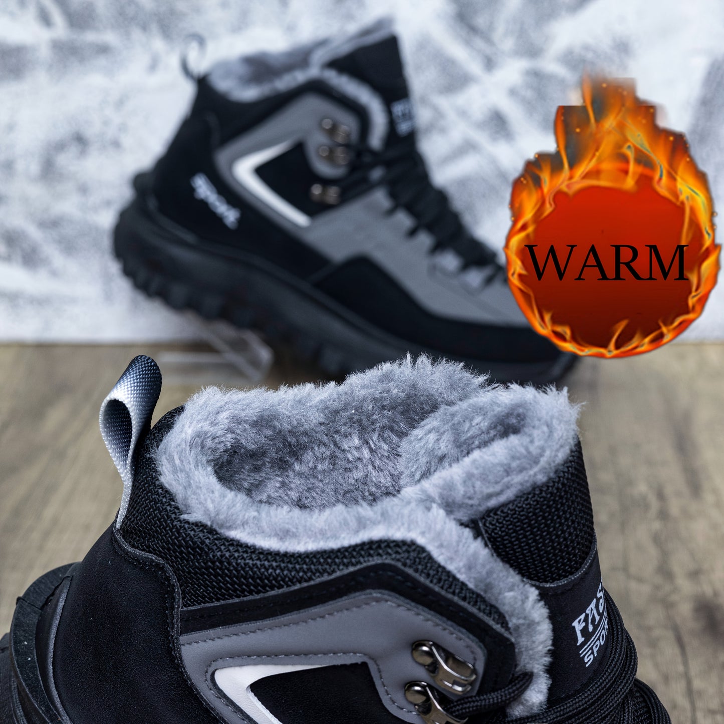 Men's Outdoor Hiking Shoes - Multi-Terrain Breathable Athletic Sneakers for Gym Training, High Elasticity Support & Anti-Slip Design, Lightweight and Warm Snow Sports Footwear