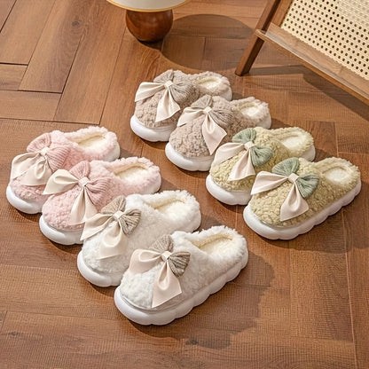 Women’s Plush Slip-On Slippers with Anti-Slip Thickened Soles