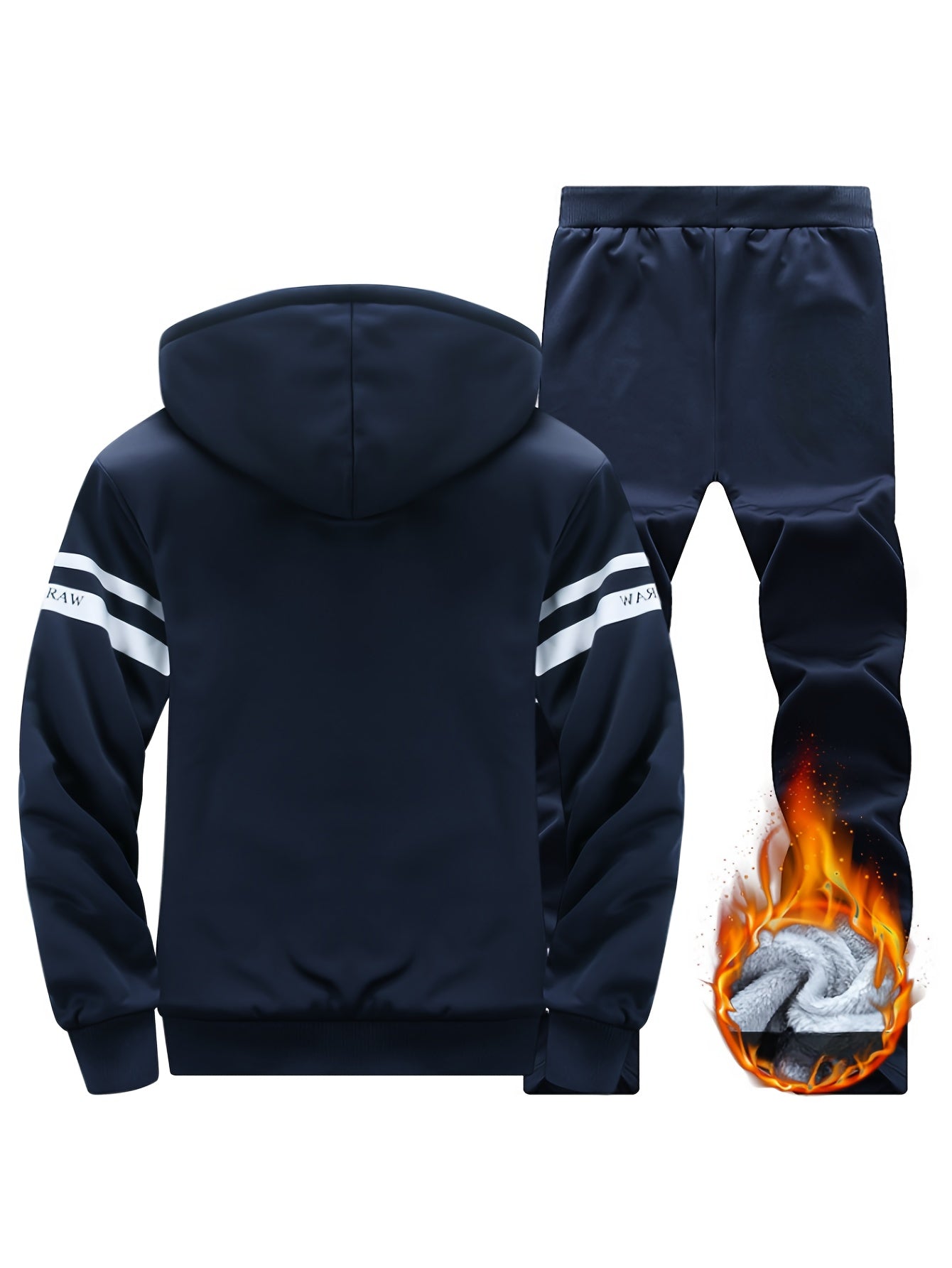 Autumn and Winter Men's Sports and Casual Suit, Men's Plus Velvet Thickened Sports Suit, Hooded Open Cardigan Fitness Suit, Warm Home Suit, Two-piece Set