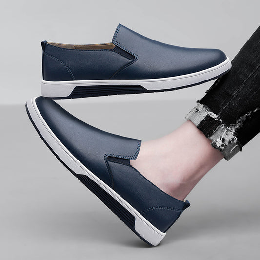 Men's Leather Slip-On Dress Shoes for Business & Formal Wear - ayq