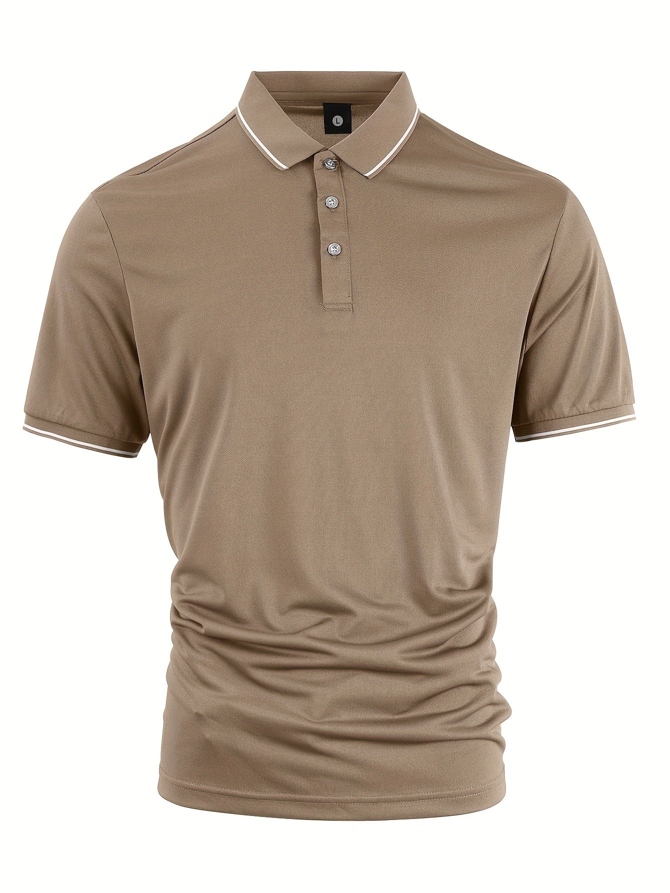 Men's Solid Golf Shirt, Casual Short Sleeve Lapel Shirt For Summer Outdoor