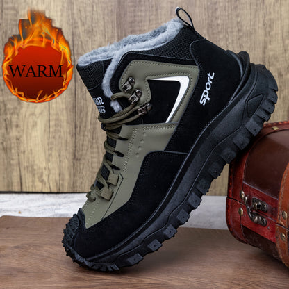 Men's Outdoor Hiking Shoes - Multi-Terrain Breathable Athletic Sneakers for Gym Training, High Elasticity Support & Anti-Slip Design, Lightweight and Warm Snow Sports Footwear