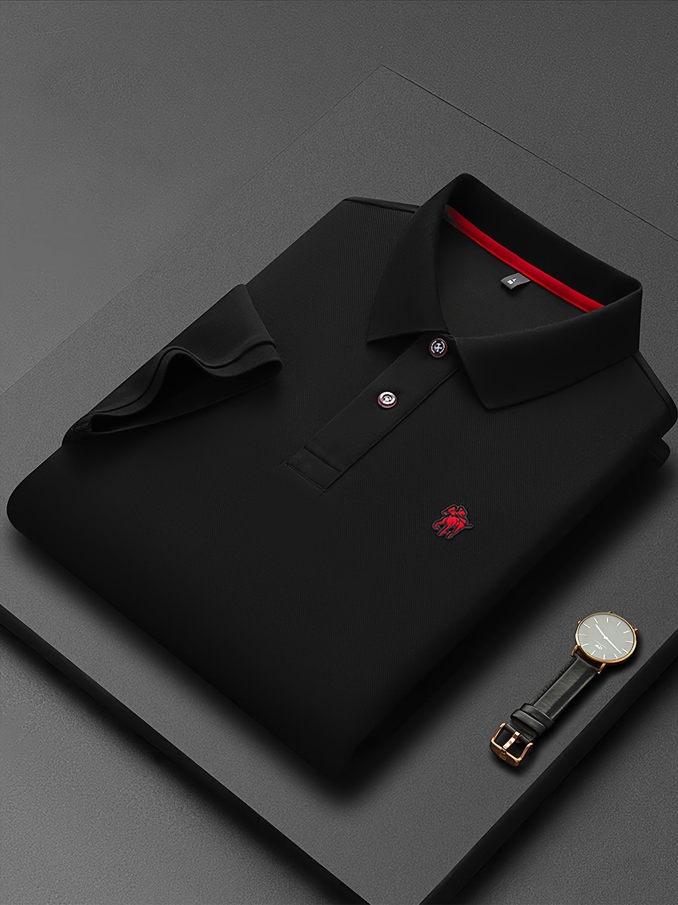 Men'S Stylish Short-Sleeve Polo Shirt Featuring a Contrasting Ribbed Collar And Exquisite, a Timeless And Versatile Choice - ayq