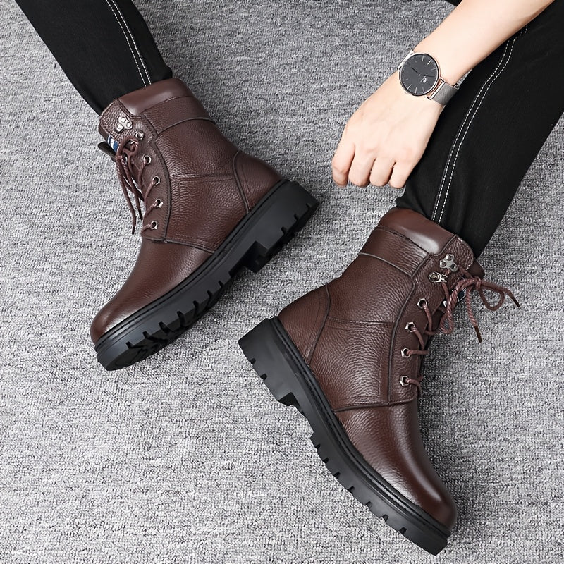 Men's Fleece-Lined High-Top Winter Boots Warm Outdoor Shoes
