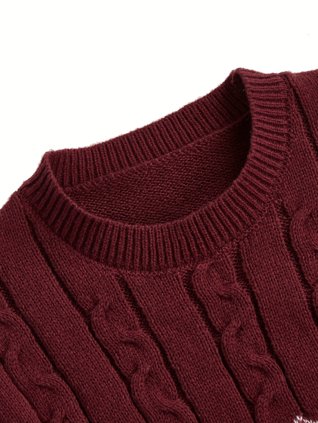 Men's Slim-Fit Cable Knit Sweater - Winter Warm Pullover with Geometric Corduroy Clasp (Adjustable Rope), Round Neck Long Sleeve Casual Sweating for Fall/Winter Layering - Hand Washable Knitwear for Smart-Casual Outfits (Not