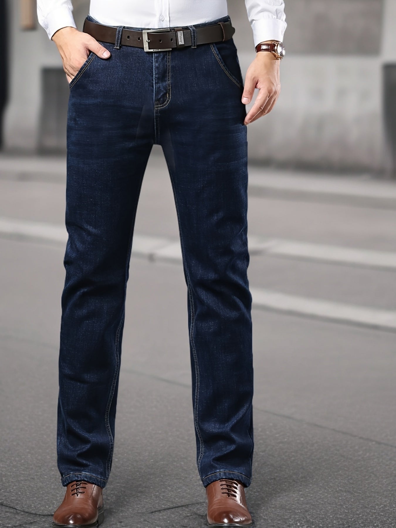 High-quality Men's Denim Trousers, Business Style, Elastic Men's Pants, New Autumn/winter Fashion Trend - ayq