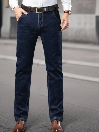High-quality Men's Denim Trousers, Business Style, Elastic Men's Pants, New Autumn/winter Fashion Trend - ayq