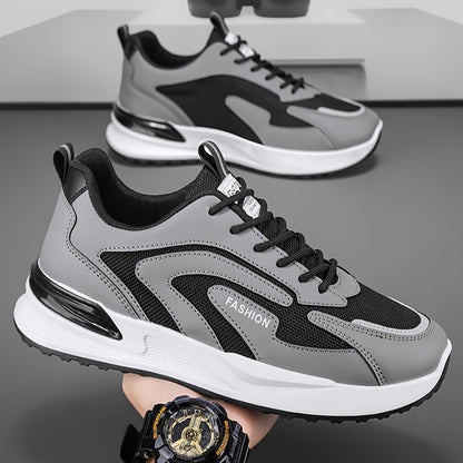 Men's Thick-Soled Casual Sneakers with Lace-Up Design