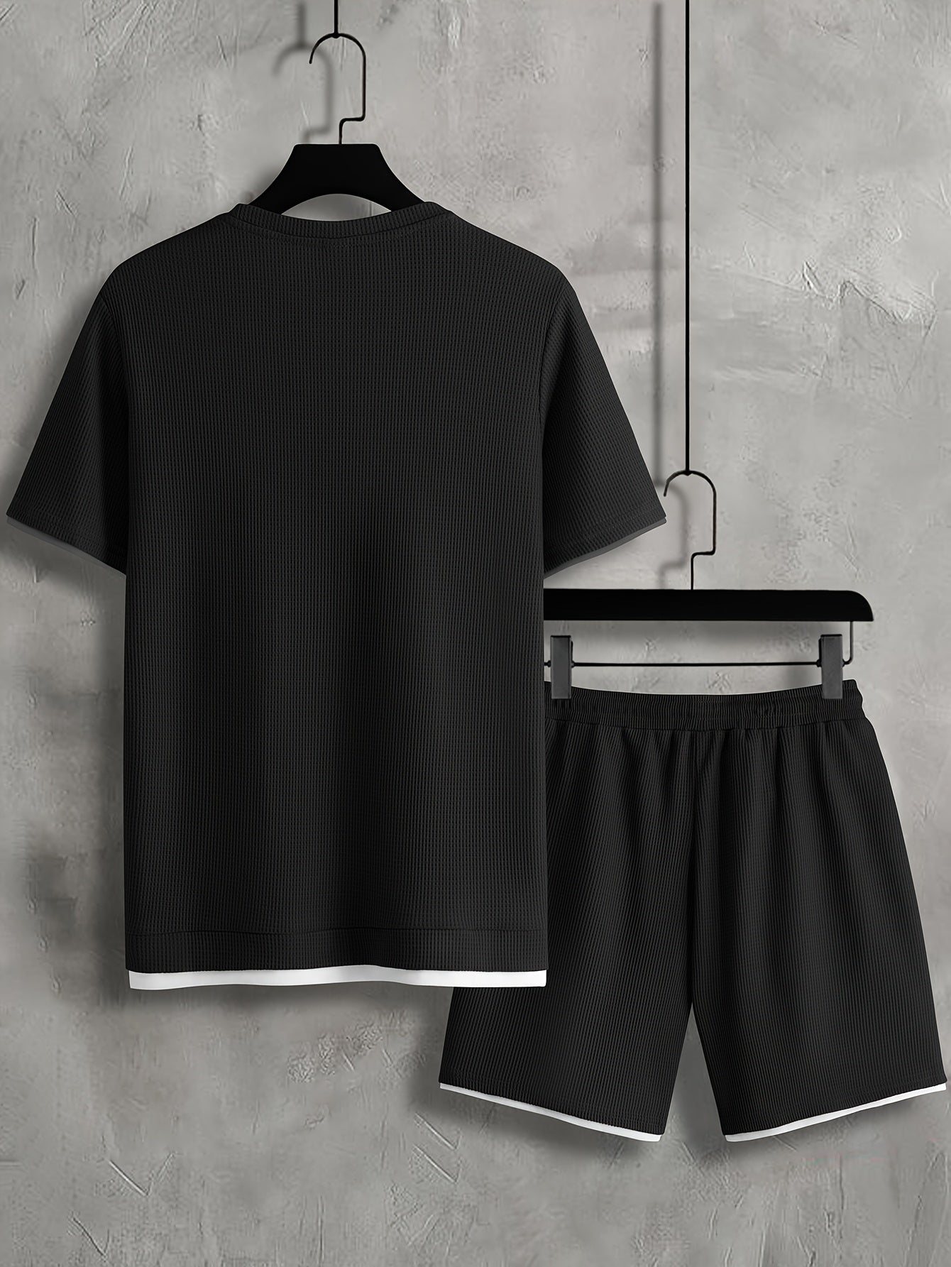 2Pcs Trendy Outfits For Men, Casual Crew Neck Short Sleeve T-shirt And Shorts Set For Summer, Men's Clothing Vacation Workout