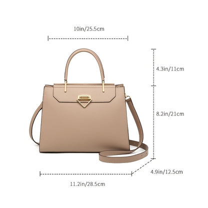 Large Capacity Vintage Women's Leather Handbag with Adjustable Strap