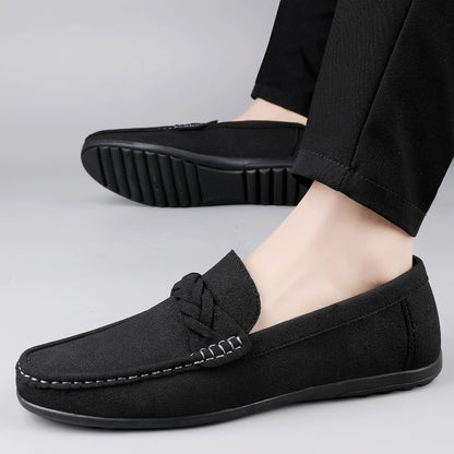 Plus Size Men's Casual Slip-On Loafers in Microfiber Leather