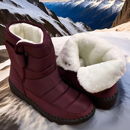 New Winter Plus-Size Women'S Boots with Thickened Fleece, High-Tube Round-Toe Flat Snow Boots, Stylish And Warm for Women.