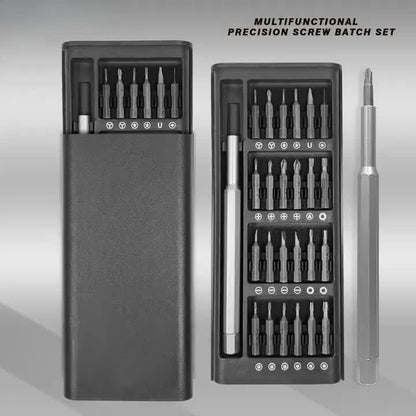 25-In-1 Precision Screwdriver Set for Mobile Phone And Tablet Repairs, Includes Drill Bits, Tweezers, And Pry Tools, Comes with a Portable Storage Case, Essential for Electronic Device Maintenance.