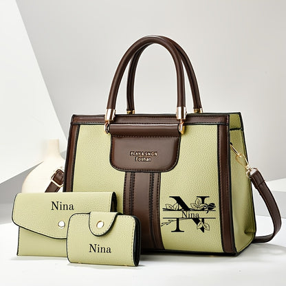 Vintage Red 3-Piece Mother-Daughter Bag Set with Custom Name