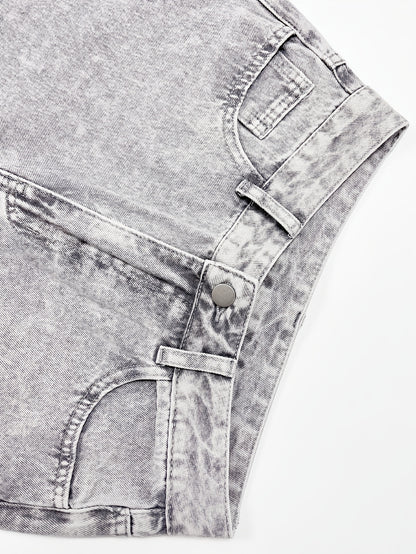 Women'S Casual Mid-Waist Wide Leg Jeans, 76% 13% Viscose 11% Polyester, Non-Stretch Denim, Solid Color, Washed Finish, Long Length, Zipper Fly, All Seasons, Woven Fabric, 390g/m² - Trendy Retro Loose Fit