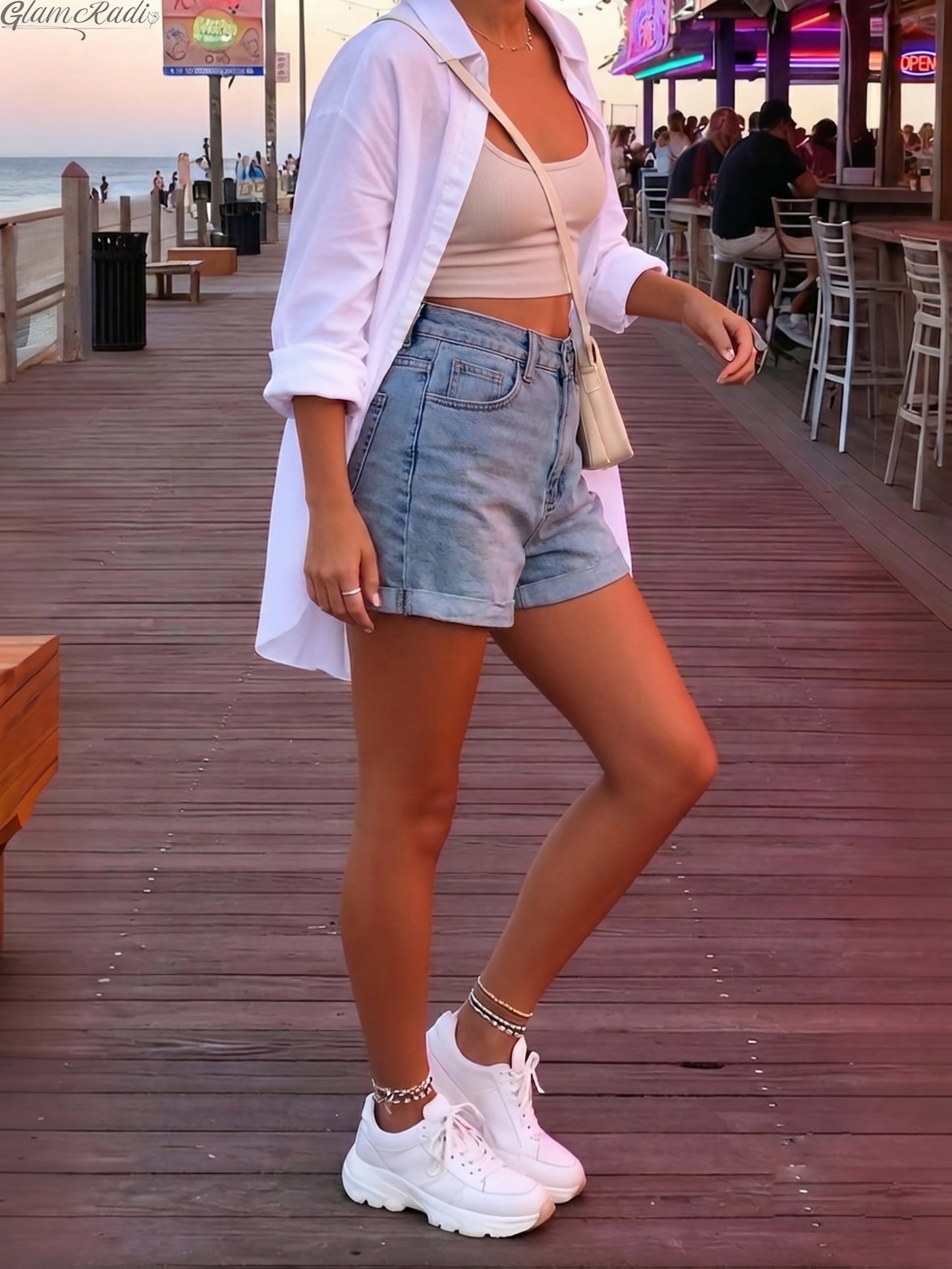 Women's Light Blue High Waist Stretch Shorts for Spring & Summer