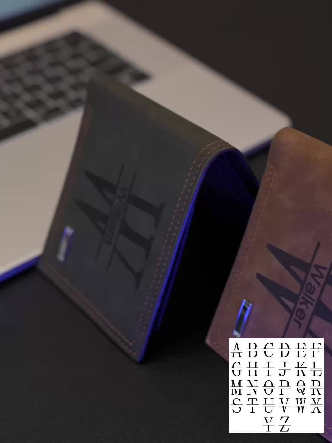 Personalized Men's Faux Leather Wallet - Vintage Style, Business Card Holder, Black PU with Plaid Detail