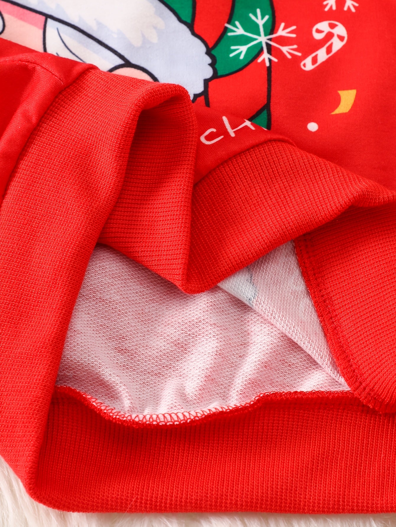 2pcs Girls' Christmas Outfit Set - Red Long Sleeve Top & Black Pants with Santa Claus, Snowflakes & SnowChildren - Cozy Winter Party Outfit for Christmas Day, for Outdoor, Christmas Clothes, Festive Clothing, Holiday Clothing