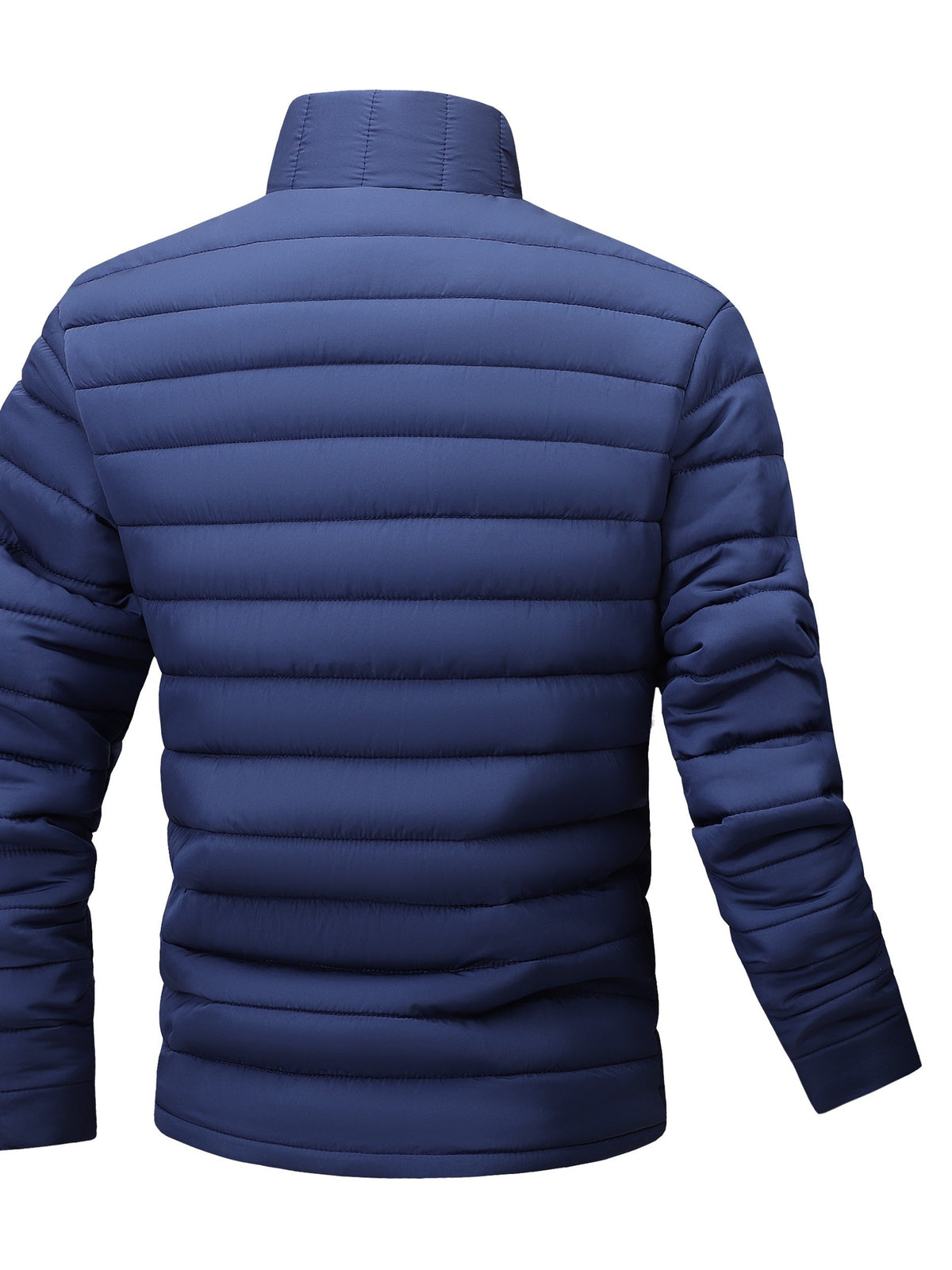 Men's Warm Winter Jacket with Stand Collar - Thick Polyester Coat