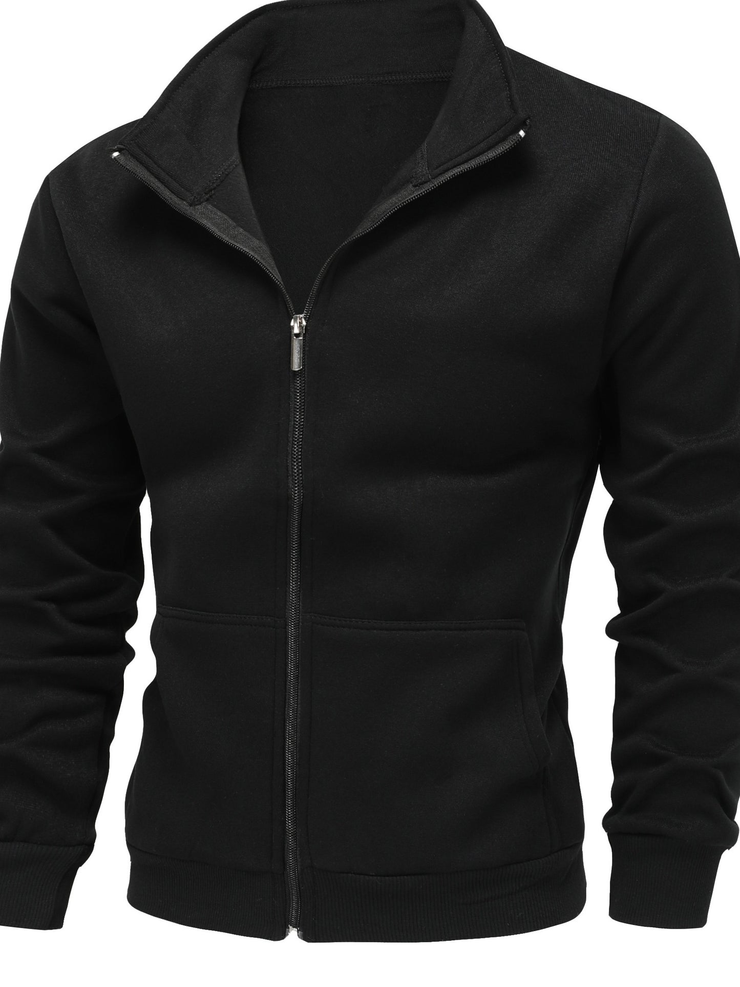 Men'S Red Fleece Zip-Up Hoodie - Cozy Fall & Winter Casual Jacket with Front Pockets, Long Sleeves, and Drawstring Hood, Hooded Sweatshirt, Autumn Outerwear, Durable Fabric