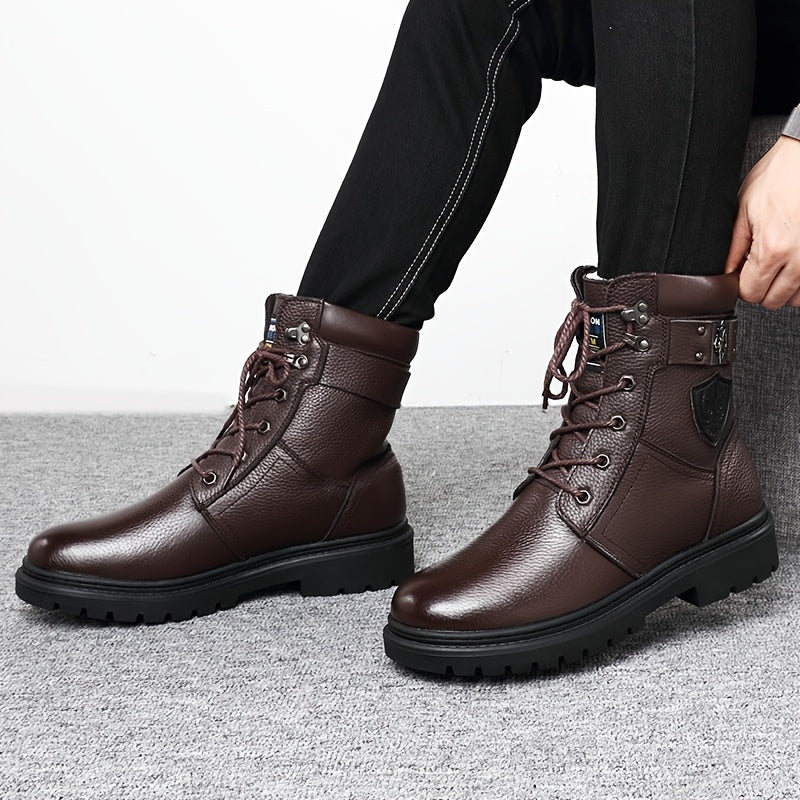 Men's Fleece-Lined High-Top Winter Boots Warm Outdoor Shoes