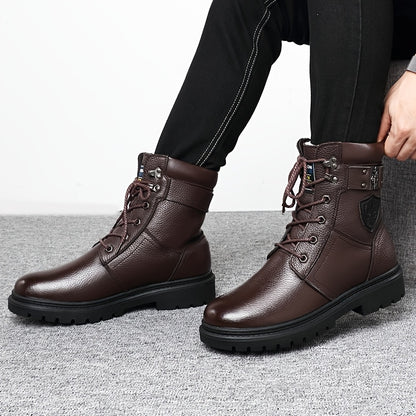 Men's Fleece-Lined High-Top Winter Boots Warm Outdoor Shoes
