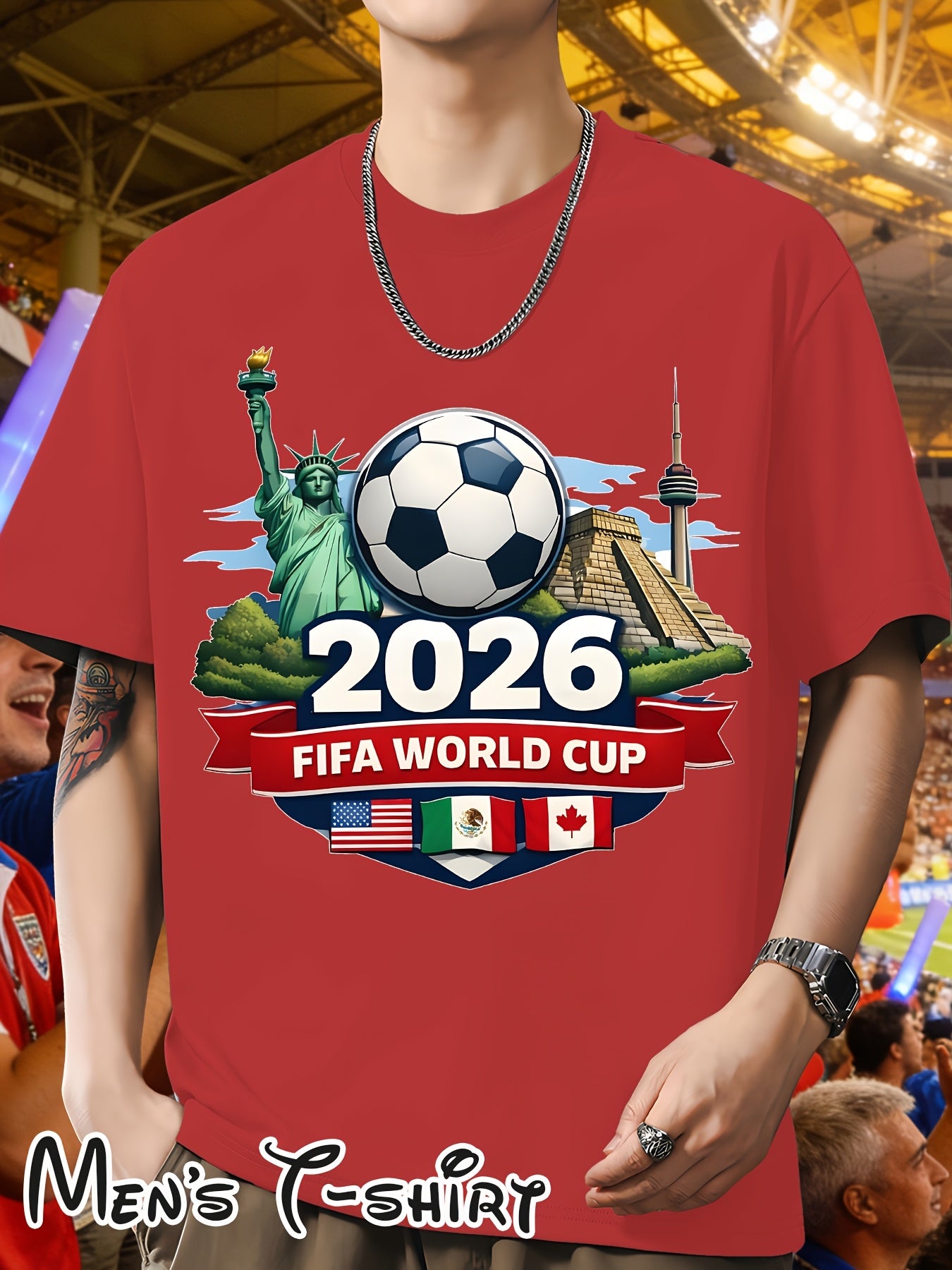 Men's 2026 World Cup Casual Landmark Print Polyester T-Shirt
