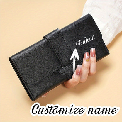 Customized Women's wallet, Women's long style, three fold flip cover, Korean version, small fresh student change pocket, multifunctional buckle wallet. Sending birthday gifts, souvenirs to girlfriends, friends