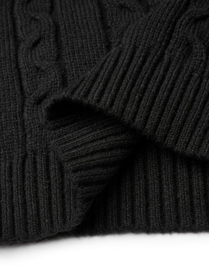 Men's Slim-Fit Cable Knit Sweater - Winter Warm Pullover with Geometric Corduroy Clasp (Adjustable Rope), Round Neck Long Sleeve Casual Sweating for Fall/Winter Layering - Hand Washable Knitwear for Smart-Casual Outfits (Not