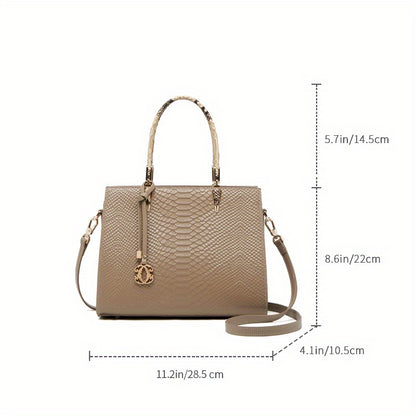 Luxury Vintage Genuine Leather Women's Tote Bag with Adjustable Strap