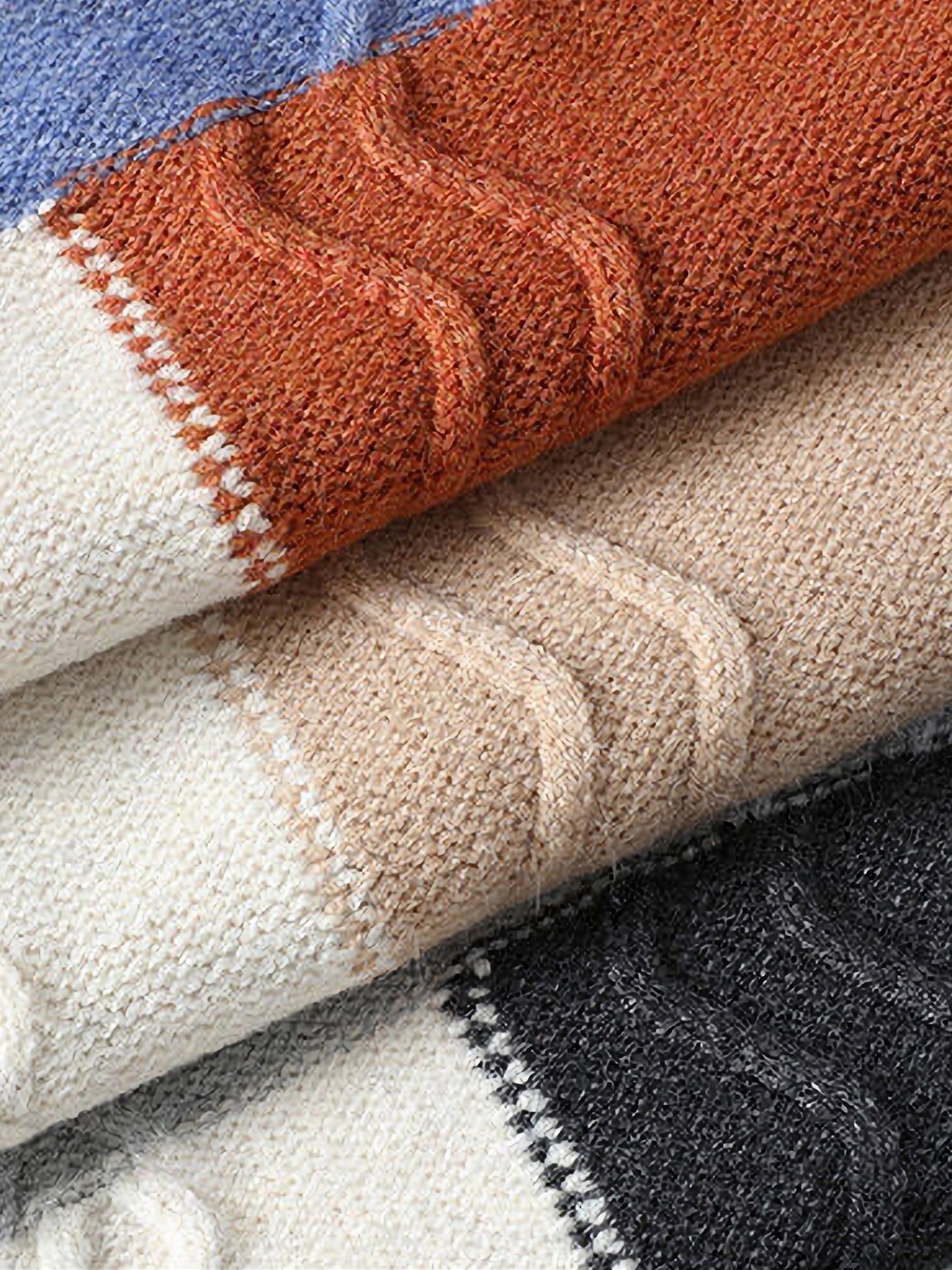 Գունավոր համադրություններով կլոր օձիքով պուլովեր սվիտեր տղամարդկանց համար, նորաձև ազատ գործվածքով վերնաշապիկ աշնանային և ձմեռային երիտասարդների համար