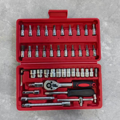 Repair Wrench Set, Ratchet Wrench Set, Socket Wrench Set, Designed for Various Environments Including Automotive Repair and Home Decoration, with Storage Box. 27-GJX