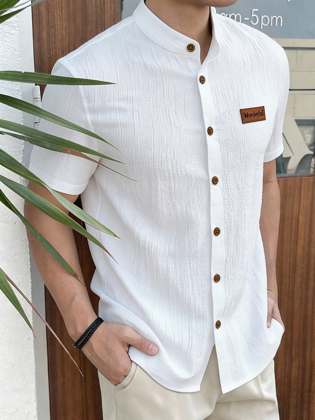 Teen Boys' Preppy Short Sleeve Solid Button Shirt for Summer