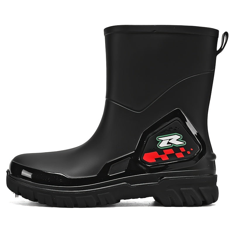 Men's Mid-Calf Rubber Rain Boots for Outdoor and Casual Wear