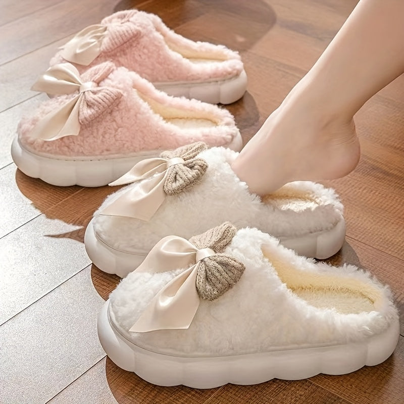 Women’s Plush Slip-On Slippers with Anti-Slip Thickened Soles