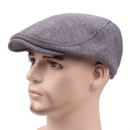 Retro, Men's Gatsby Newsboy Cap - Fashionable Polyester Flat Hat for Driving, Taxi & Hunting