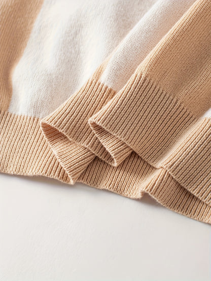 Men's Round Neck Casual Striped Warm Sweater Fashion Knit Pullover Top