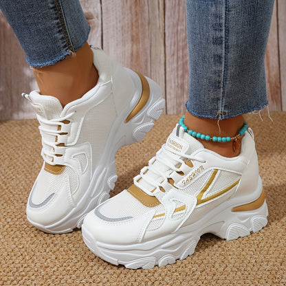 Women'S Fashion Sneakers 2024 - Breathable Mesh, All-Season Low Top Lace-Up Sports Shoes with Plain Toe, Man-Made Upper, Fabric Inner, Faux Sole, and Durable Insole