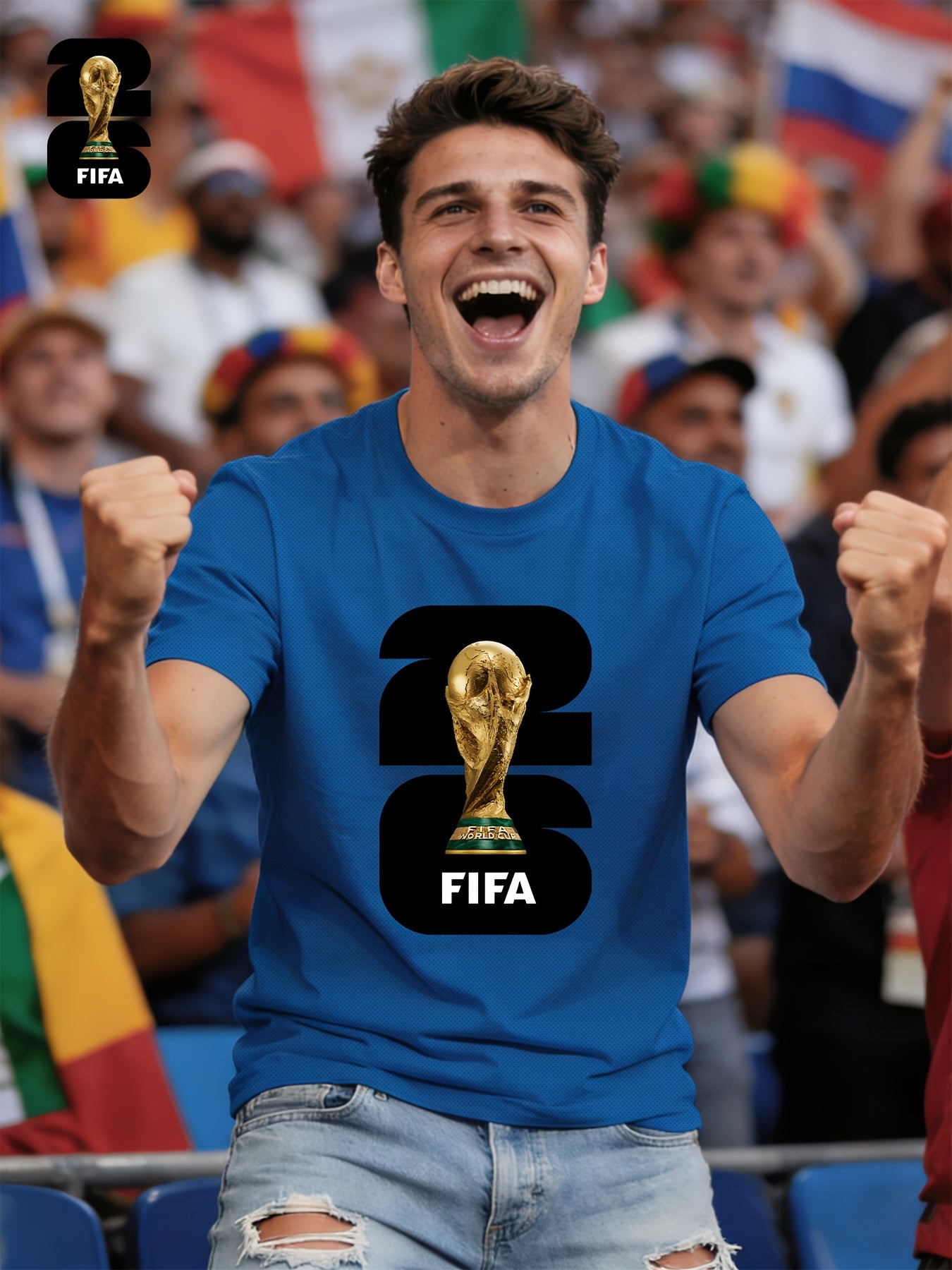 Men's Breathable Summer T-Shirt with FIFA World Cup Print
