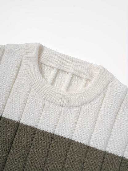 Տղամարդու ոճային գծավոր տրիկոտաժե պուլովեր սվիտեր - ամենօրյա կլոր վզնոցով, հարմար է գարնանը, աշնանը և ձմռանը կրելու համար