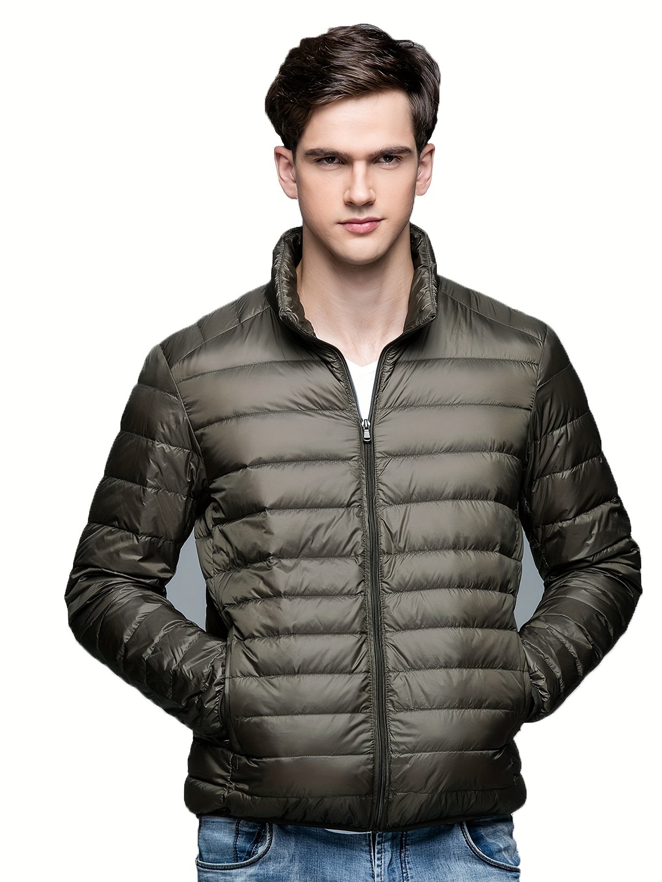 Spring, Autumn, And Winter Styles with a Stand Collar And Zipper Closure, Versatile Casual Lightweight Jacket for Men - ayq