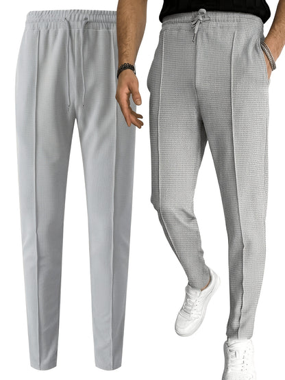 Men's Slim Fit Waffle Joggers with Elastic Waistband