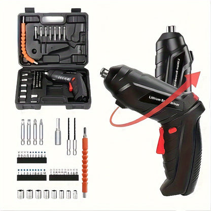 47 Rechargeable Cordless Electric Screwdriver Sets - Versatile Rotary Tools with LED Lights, Suitable for Home Repairs, Woodworking, And Household Projects.