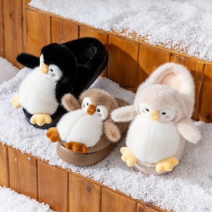 Women's Cute Penguin Plush Slippers - Winter Warm Slip-On Indoor House Shoes with Adorable Black & White Penguin & Beak Design, Soft Sole & Plush Lining, Pink Belly & Yellow Beak for -Like Comfort (Adults &), Slippers For Wom