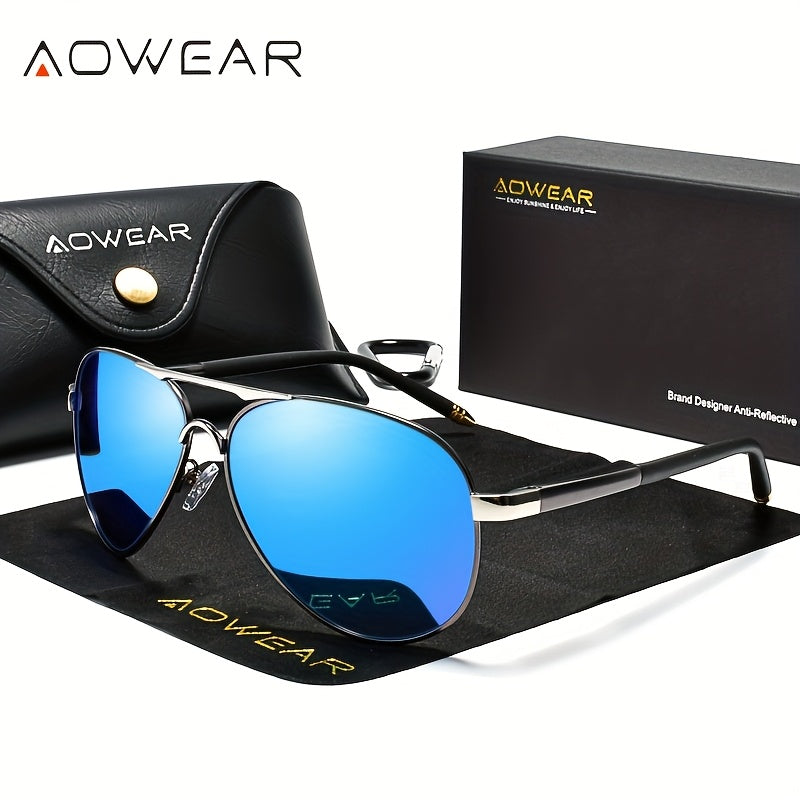 Men's Polarized UV400 Pilot Sunglasses with Mirror Lens