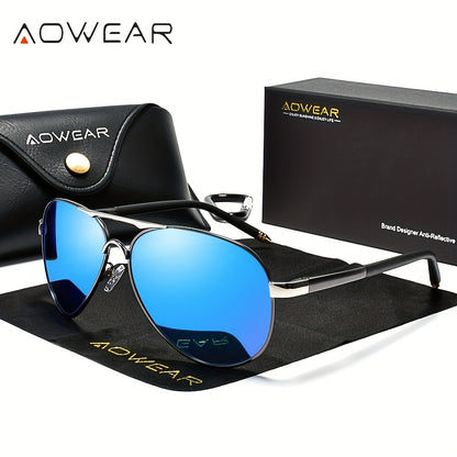 Men's Polarized UV400 Pilot Sunglasses with Mirror Lens