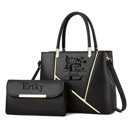 Elegant PU Leather Letter Tote with Adjustable Strap for Women