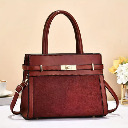 Spacious Faux Suede Tote Bag for Moms - Vintage Style 2025